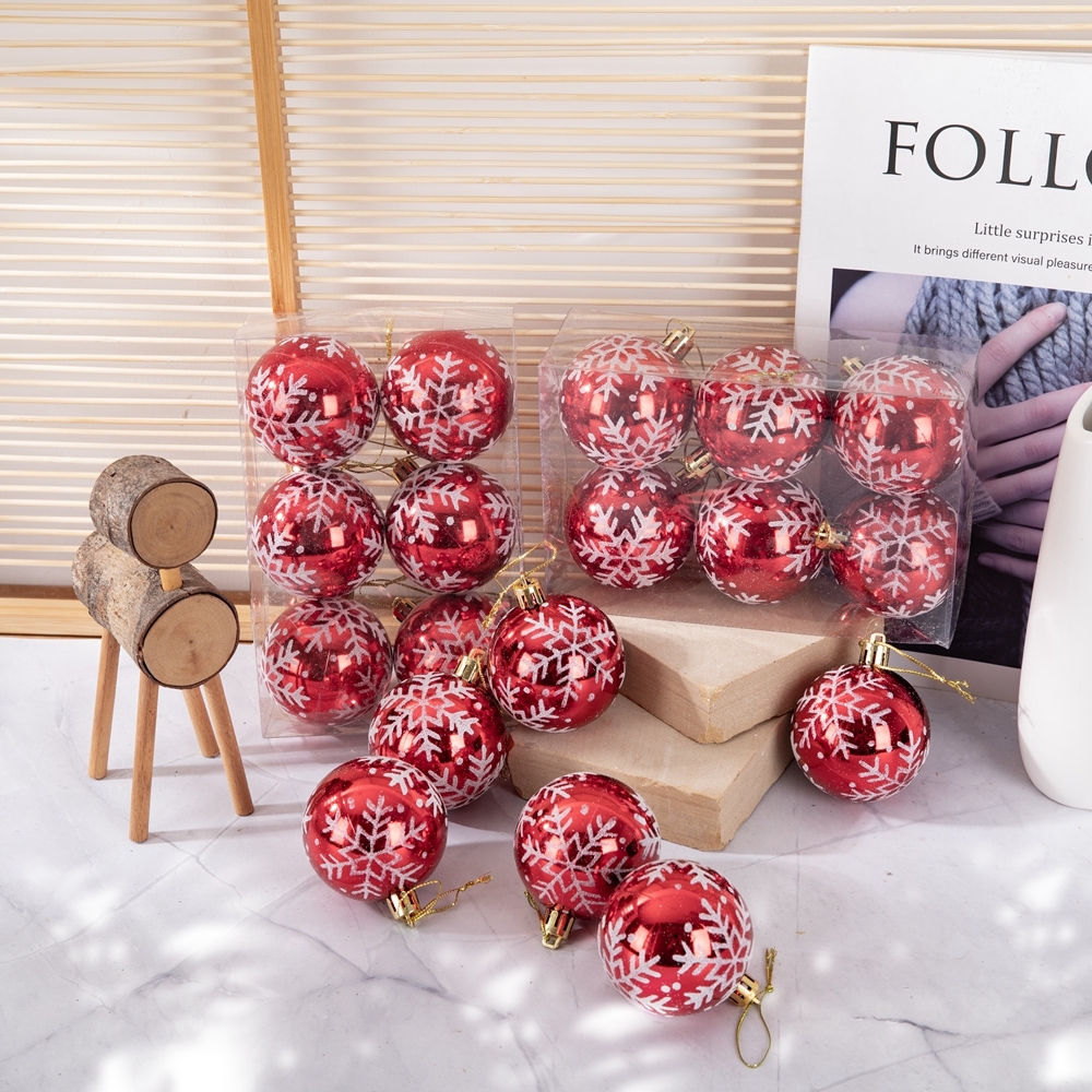 CF99101 Red Decorative boxed plastic Christmas balls ornaments for Christmas Home Decoration
