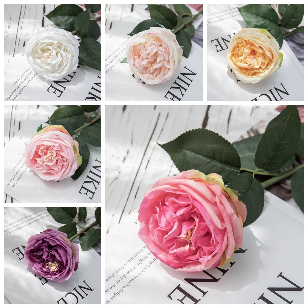 MW60001 High Quality Artificial Flower Real Touch One Head Artifical Silk Rose For Valentine's Day gift