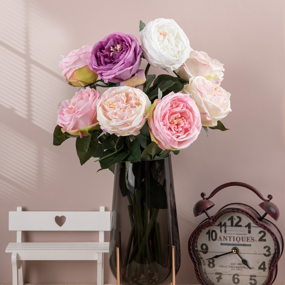 MW60001 High Quality Artificial Flower Real Touch One Head Artifical Silk Rose For Valentine's Day gift
