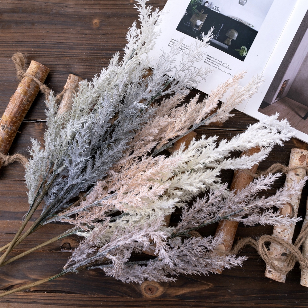 MW09104 Astilbe Cypress Long Branch Flocking Artificial Flowers for DIY Wedding Decor Centerpieces Arrangements Bouquets