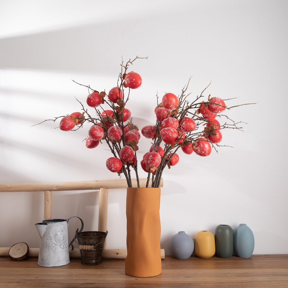 MW86001 Artificial Flower Berry Persimmon Wholesale Decorative Flower Festive Decorations