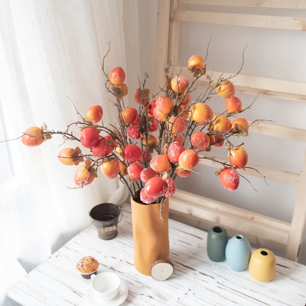 MW86001 Artificial Flower Berry Persimmon Wholesale Decorative Flower Festive Decorations