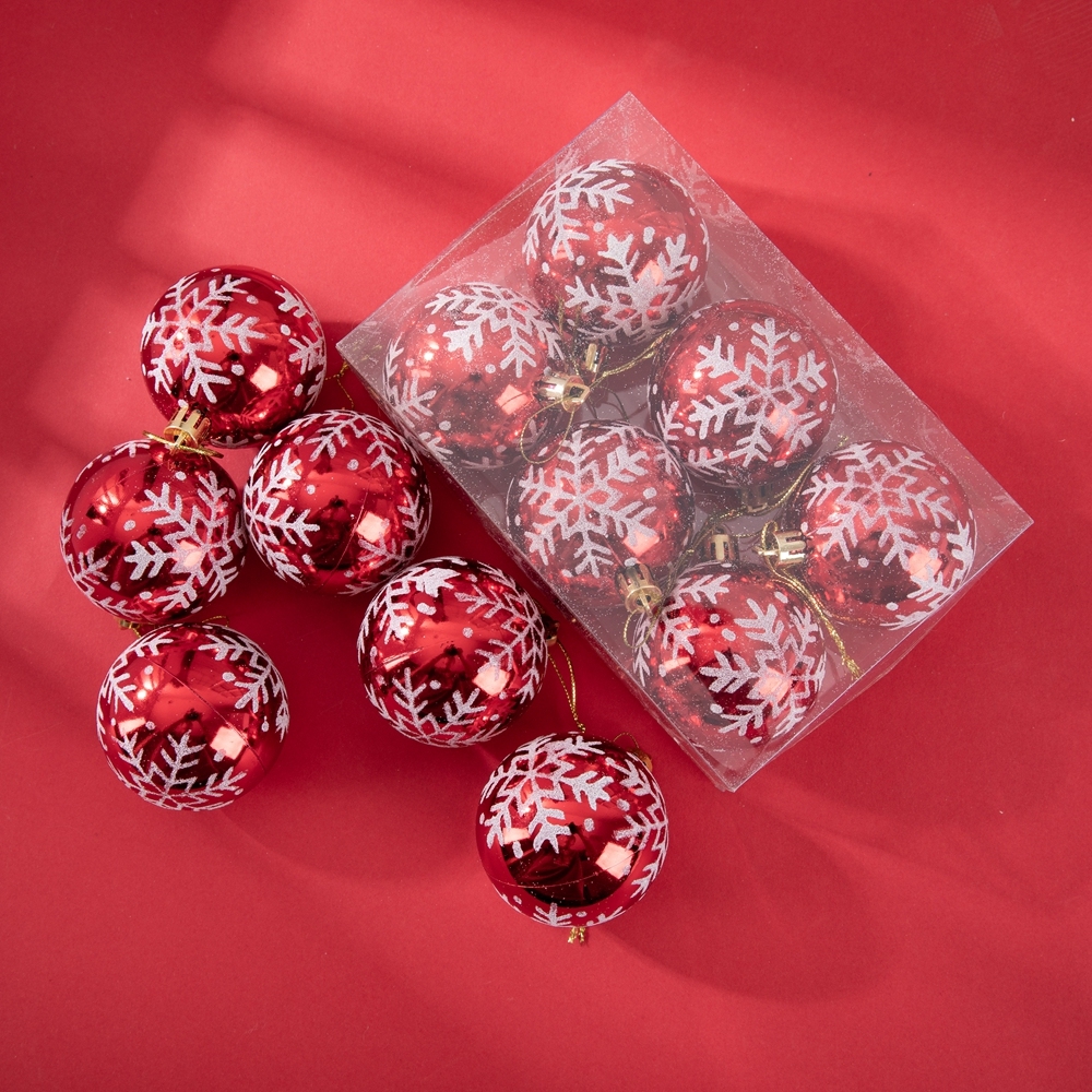 CF99101 Red Decorative boxed plastic Christmas balls ornaments for Christmas Home Decoration