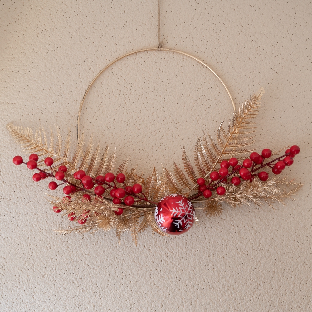CF01053 Artificial Berry Jingle Ball Wreath New Design Christmas Picks Festive Decorations