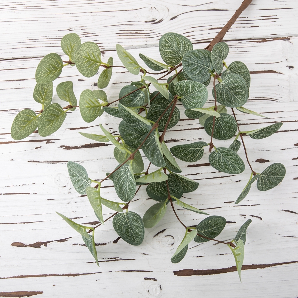 MW61216 Realistic Artificial Flower Plant Fabric Eucalyptus Single Branch Removable Stem For Silk Flowers