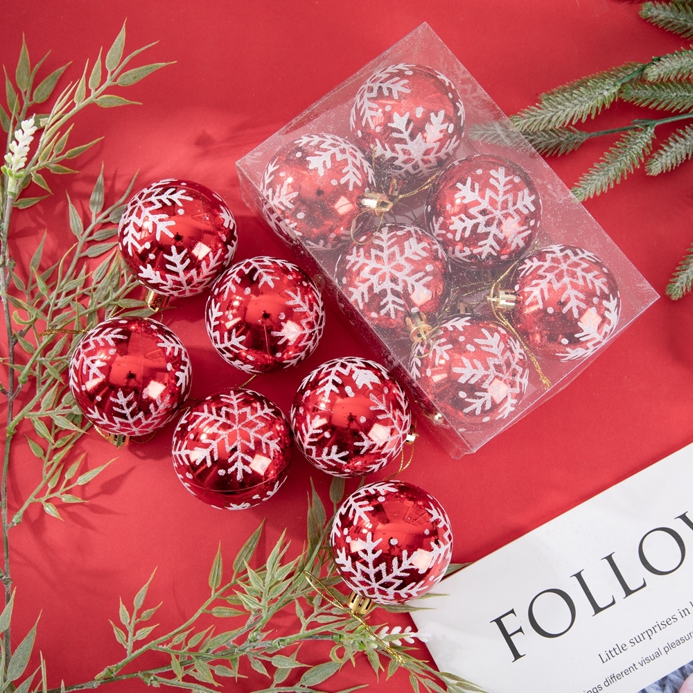 CF99101 Red Decorative boxed plastic Christmas balls ornaments for Christmas Home Decoration