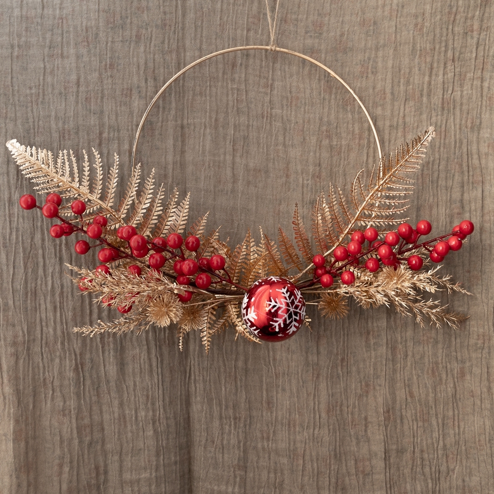 CF01053 Artificial Berry Jingle Ball Wreath New Design Christmas Picks Festive Decorations