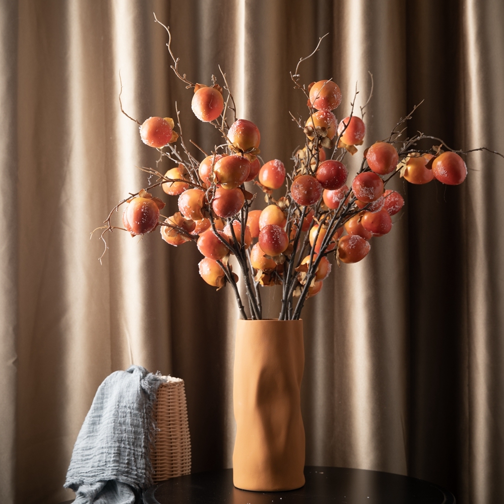 MW86001 Artificial Flower Berry Persimmon Wholesale Decorative Flower Festive Decorations