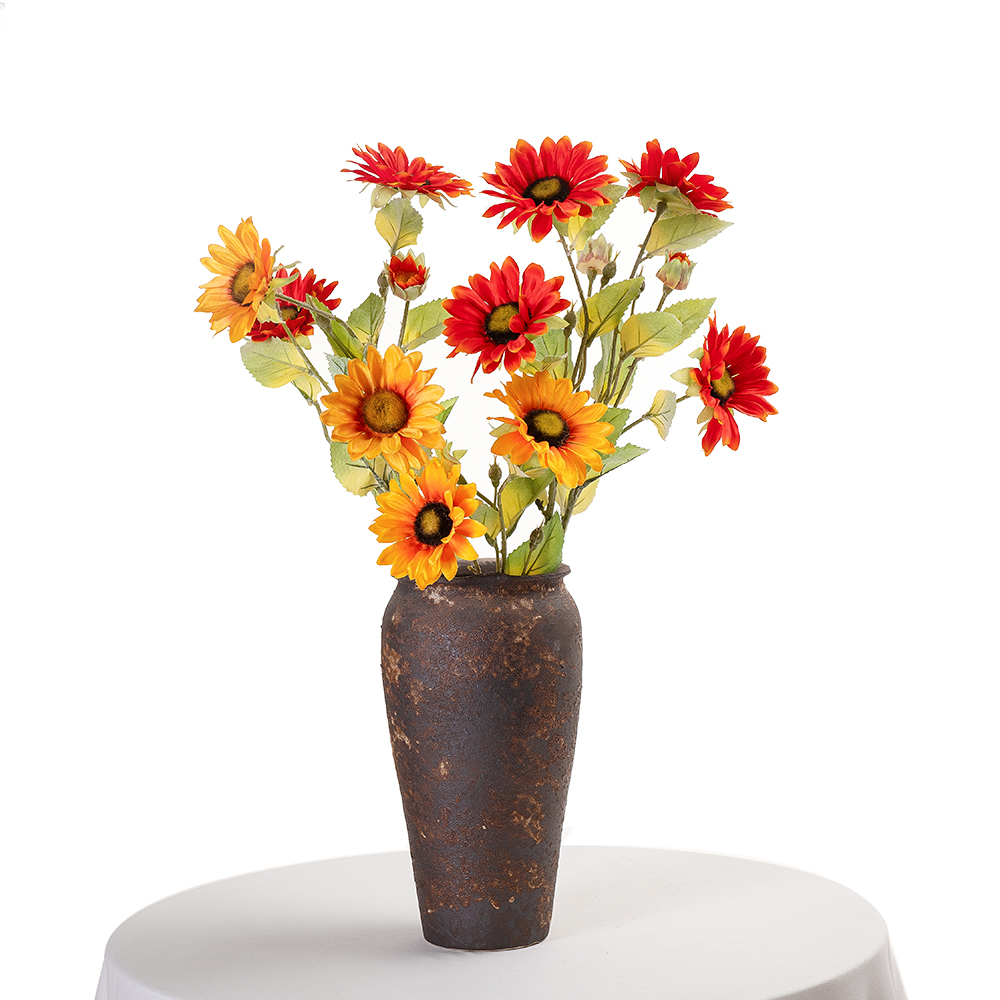 MW78003 Good Quality Hot Sale Artificial Flower 3 Branches Artifical Silk Sunflower For Mother's Day gift