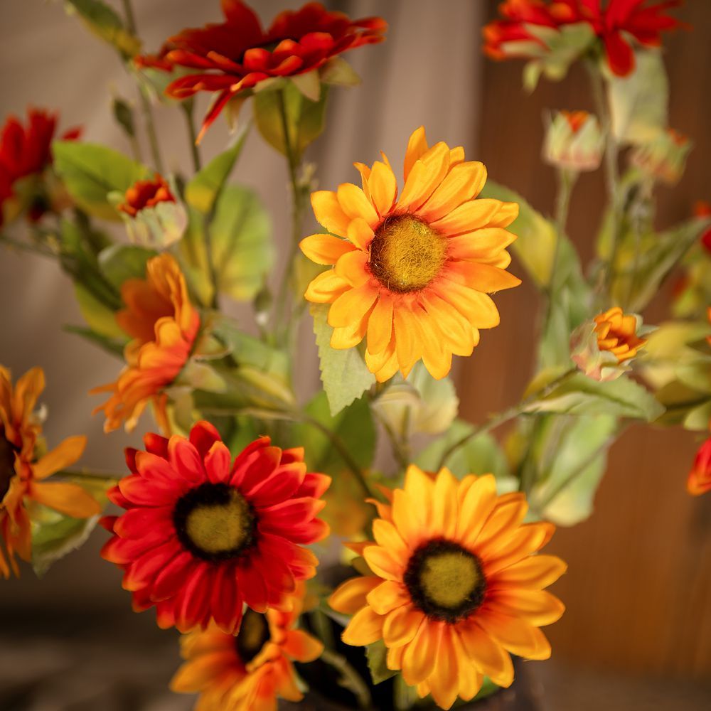 MW78003 Good Quality Hot Sale Artificial Flower 3 Branches Artifical Silk Sunflower For Mother's Day gift