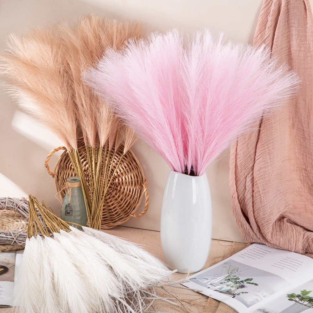 MW85102 Cheap Artificial mini Pampas Grass Single Branch Total Length 56.5 cm for Wedding Home Decoration