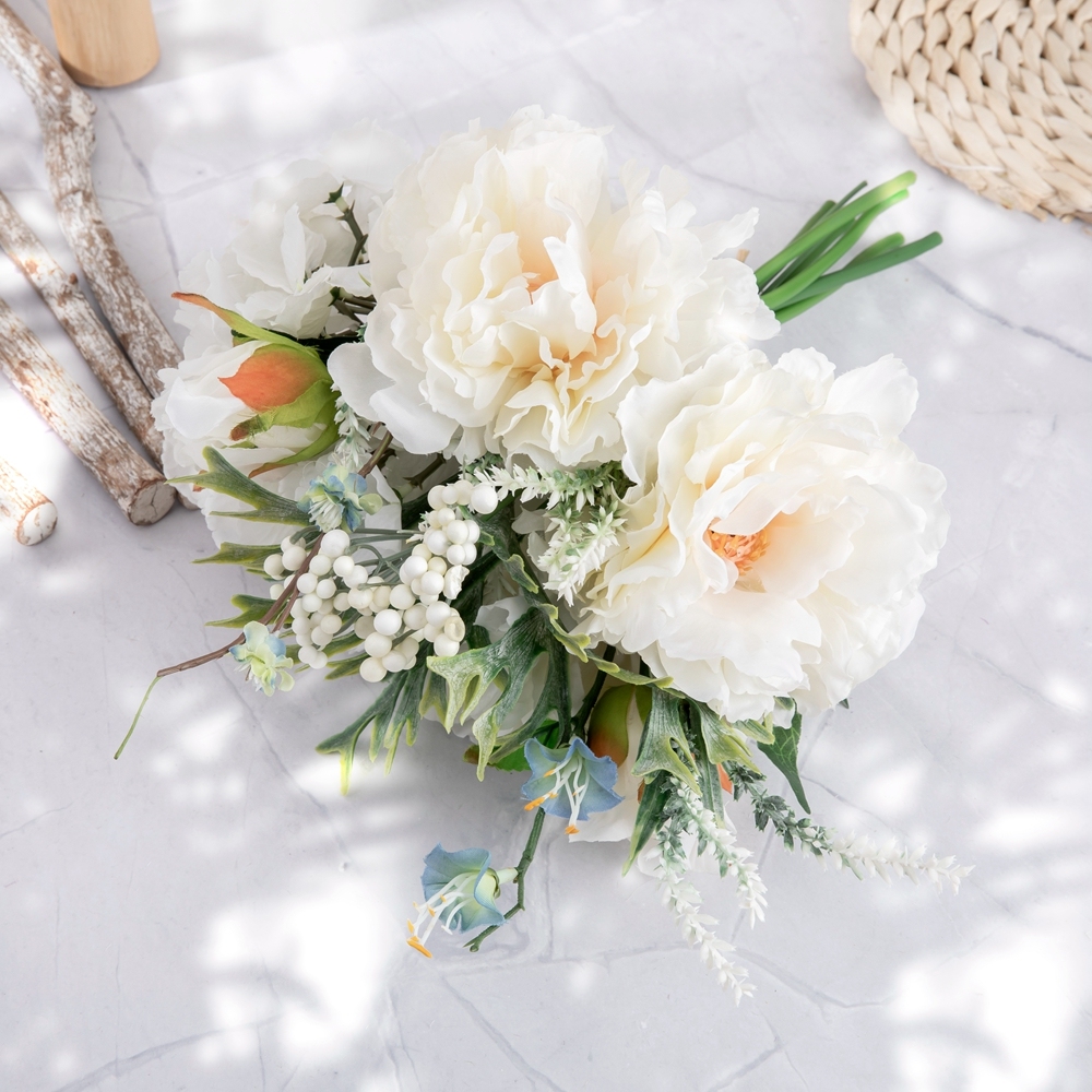 GF15501 Chinese Hot Sale Peony Hydrangea Bouquet Artificial Silk Artificial Flower For Decorative Flowers and Plants