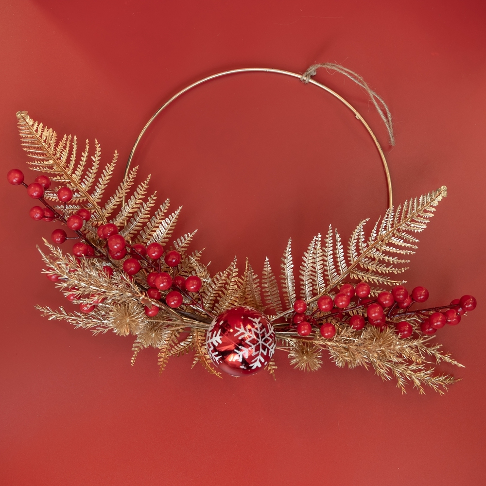 CF01053 Artificial Berry Jingle Ball Wreath New Design Christmas Picks Festive Decorations