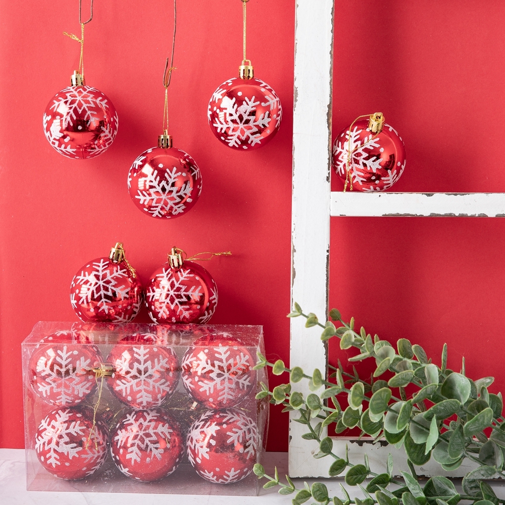 CF99101 Red Decorative boxed plastic Christmas balls ornaments for Christmas Home Decoration