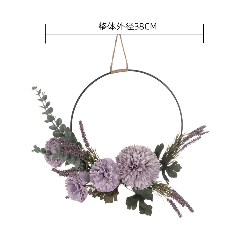 CF01026 Realistic Artificial Dandelion Lotus Eucalyptus Wreath Wall Backdrop For Garden Wedding Decoration