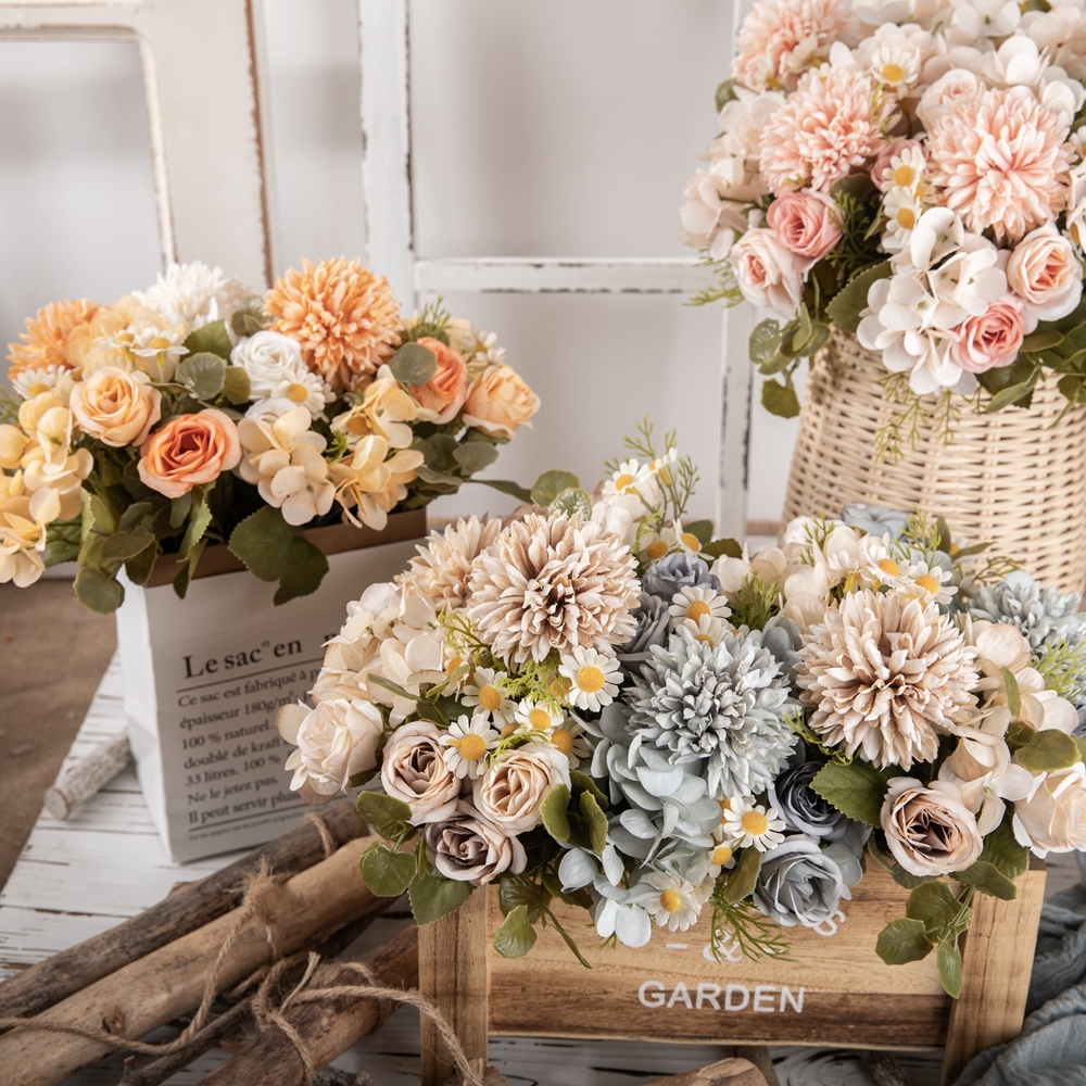 MW66792 Artificial Flower Bouquet Autumn Chamomile Bouquet Hot Selling Garden Wedding Decoration