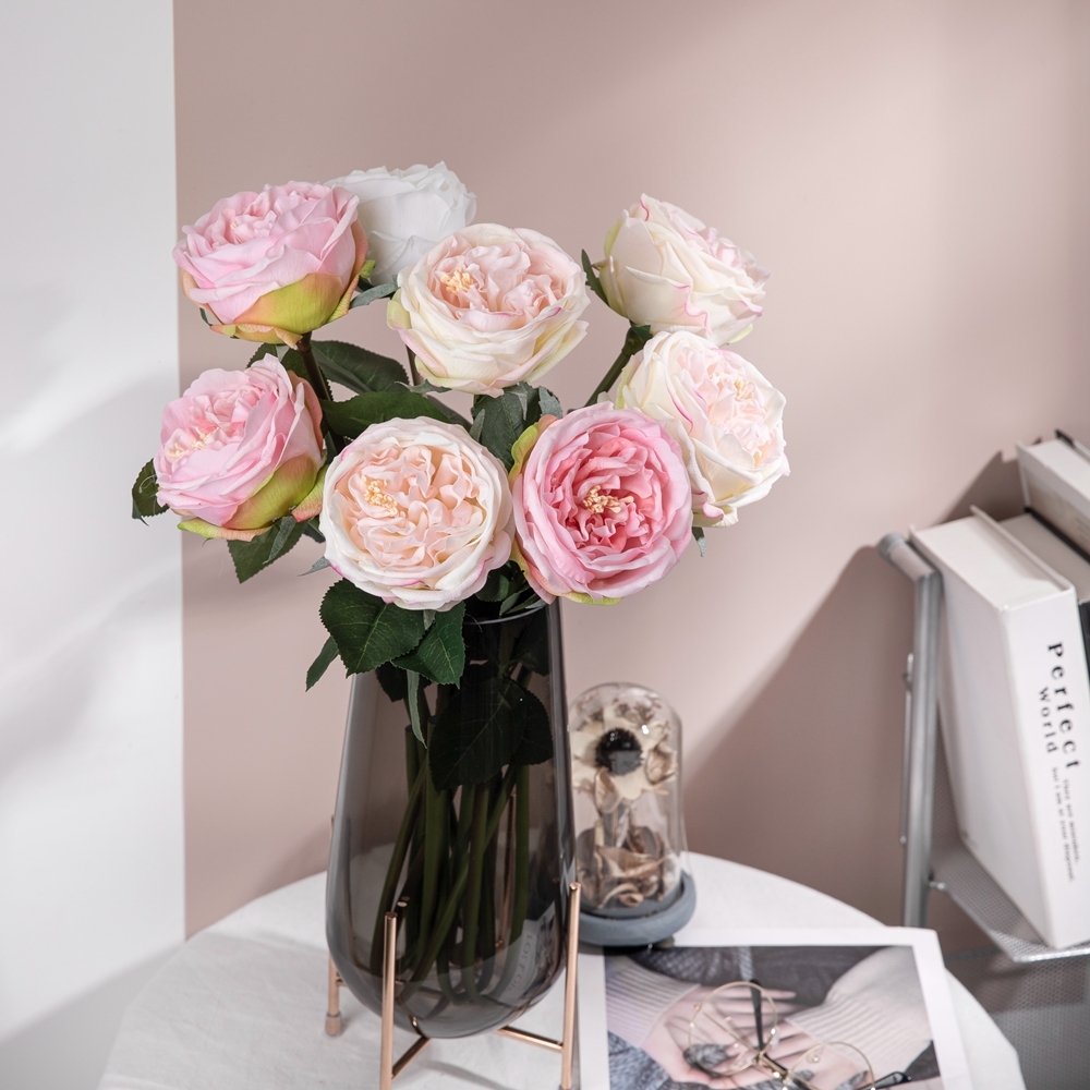 MW60001 High Quality Artificial Flower Real Touch One Head Artifical Silk Rose For Valentine's Day gift