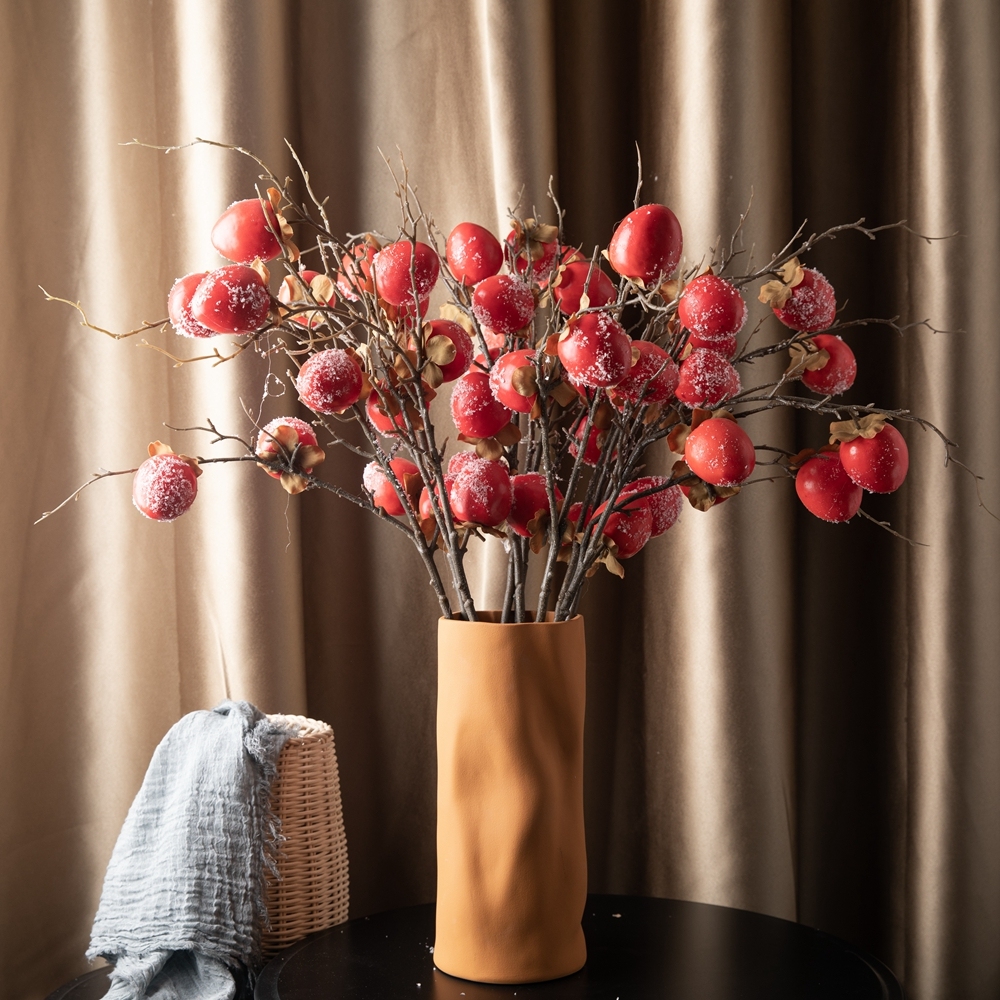 MW86001 Artificial Flower Berry Persimmon Wholesale Decorative Flower Festive Decorations