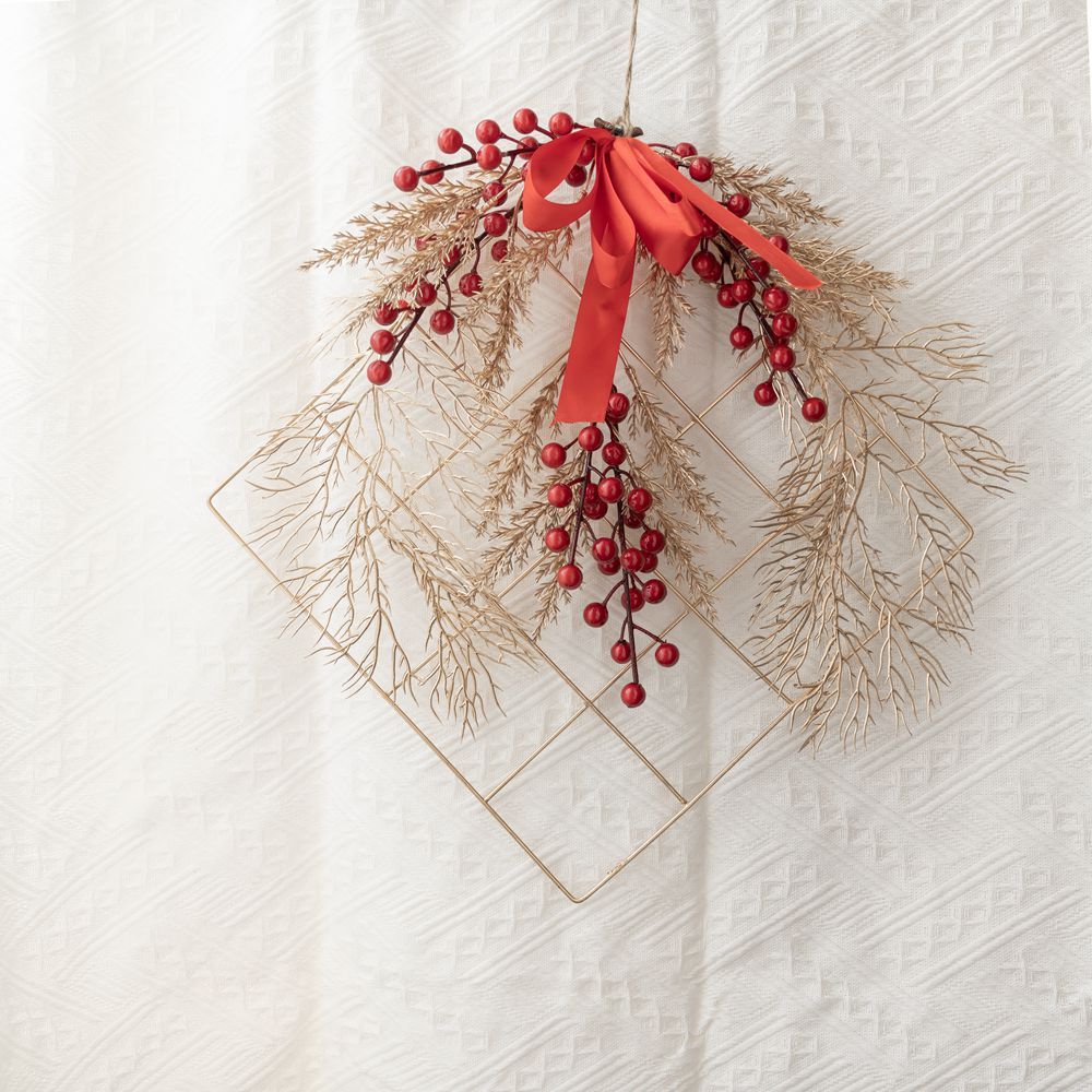 CF01085 Artificial Berry Checkered Wall Hanging New Design Christmas Picks Festive Decorations