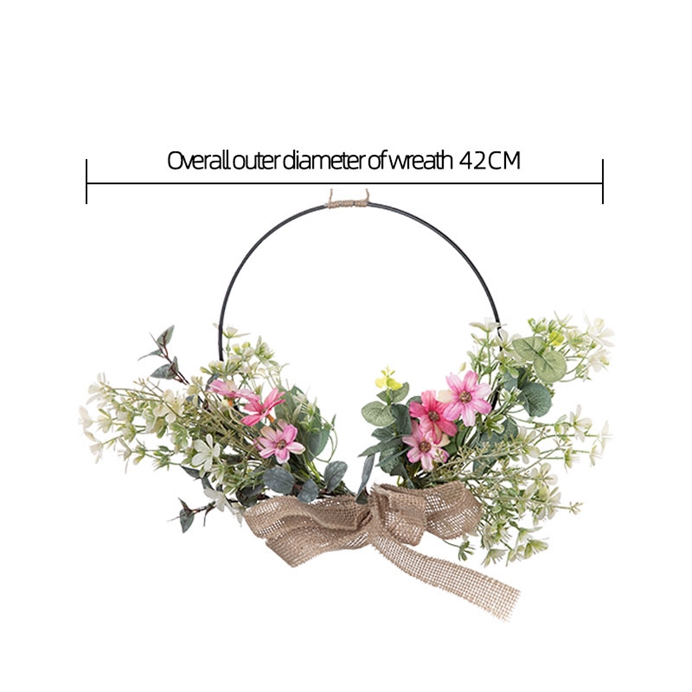 CF01223 Artificial Flower wreath Fabric Pink Chrysanthemum Half Iron Wreath for Wall Decor