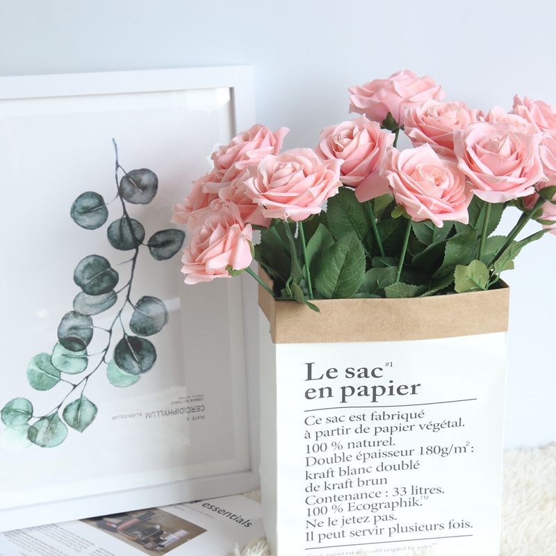 DY1-533 Realistic Artificial Flower Cream Artificial Silk Rose For Decorative Flowers and Plants