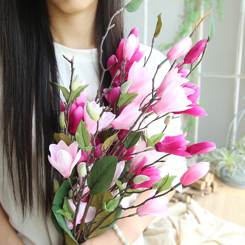 DY1-1868 Preserved Luxury Artificial Silk Flowers Orchid Magnolia Spray Home Party Wedding Decor