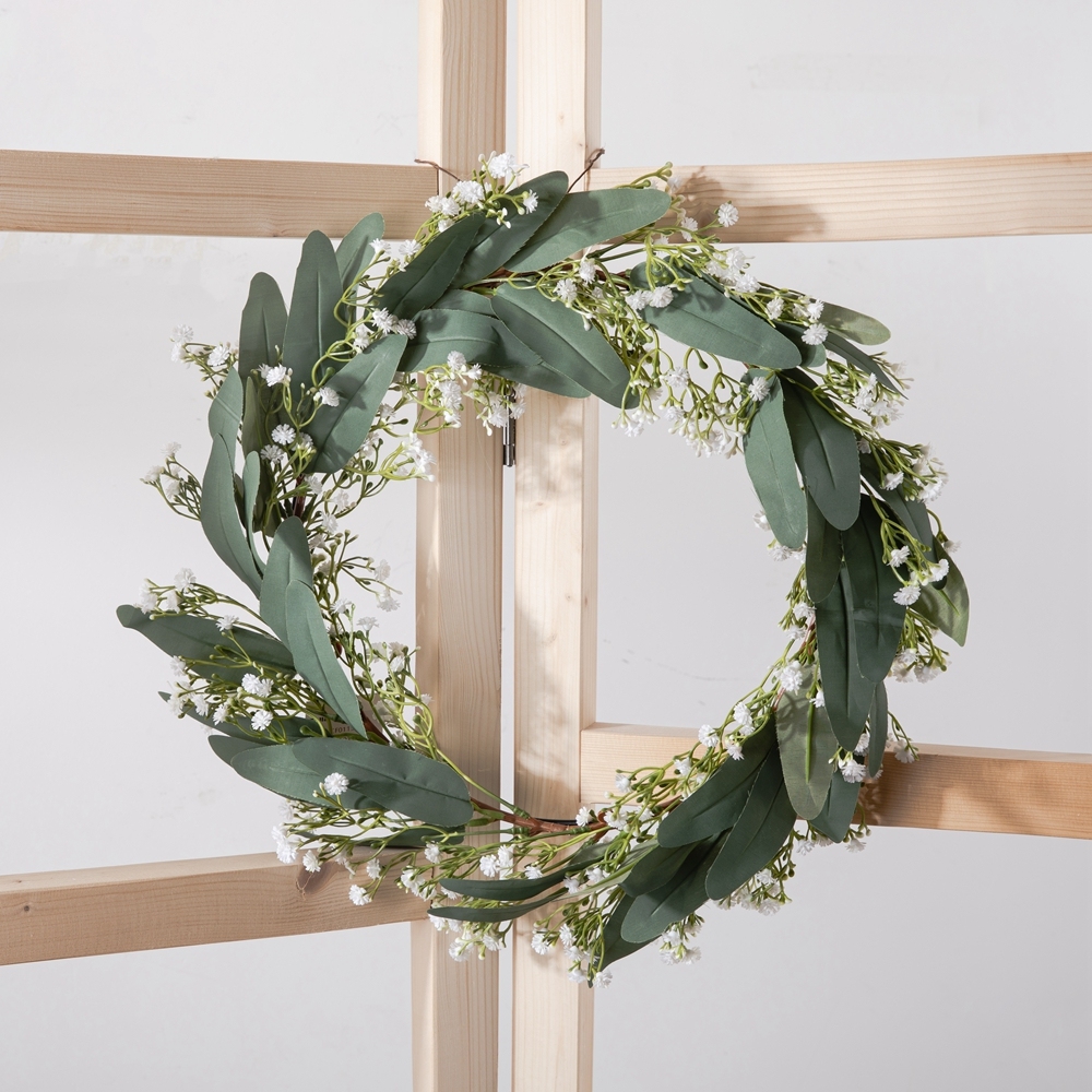 CF01130 New Design Artificial Leafy Gypsophila Flower Wreath for Wedding Home Hotel Decoration