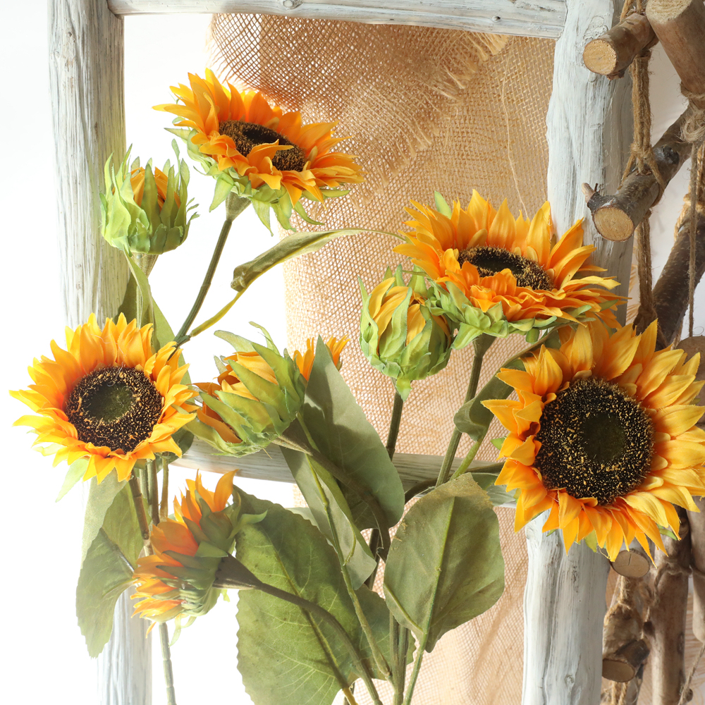 GF14710 Realistic Artificial Flower Fabric Big One Head Sunflower For Silk Flowers