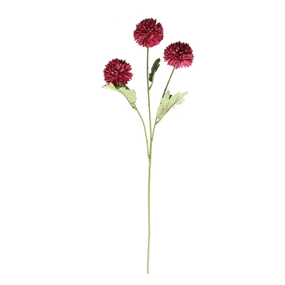 YC1019 Hot Selling Wedding Single Stem 3 Heads Fabric Artificial Ball Chrysanthemum For Wedding Supplies