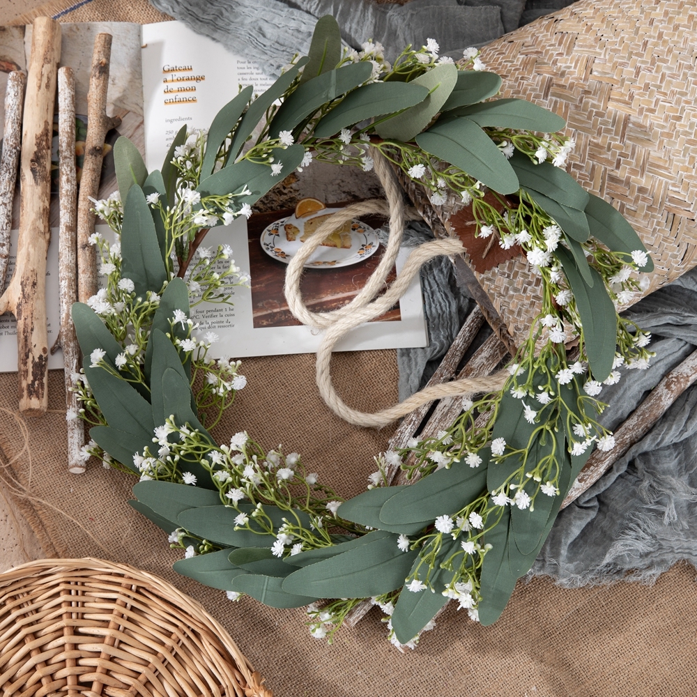 CF01130 New Design Artificial Leafy Gypsophila Flower Wreath for Wedding Home Hotel Decoration