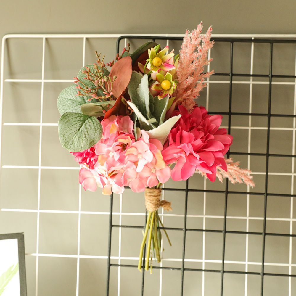 DY1-4043A New DesignBride Bouquet Lamb's Ear/Dahlia/Pampas/Eucalyptus bouquet For Wedding Supplies