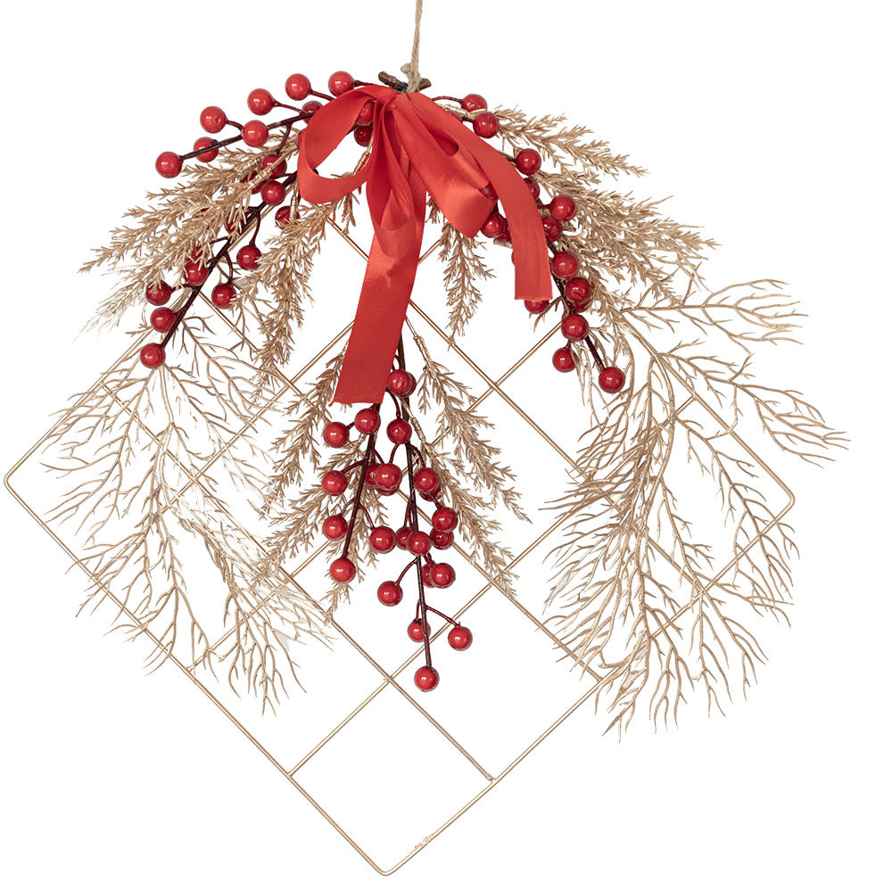 CF01085 Artificial Berry Checkered Wall Hanging New Design Christmas Picks Festive Decorations
