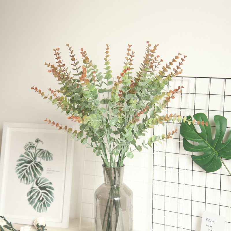 MW20205 Cheap Artificial Flower Plant Plastic Eucalyptus Leaves For Wedding Centerpieces