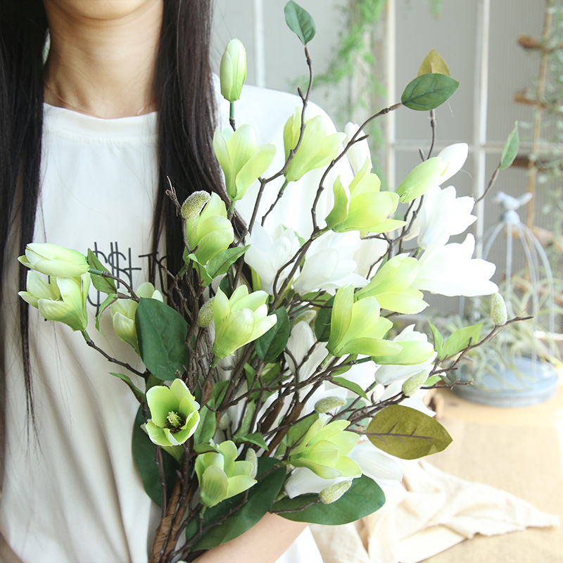 DY1-1868 Preserved Luxury Artificial Silk Flowers Orchid Magnolia Spray Home Party Wedding Decor