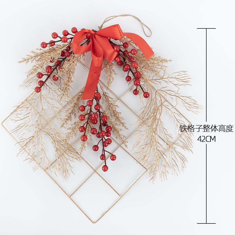 CF01085 Artificial Berry Checkered Wall Hanging New Design Christmas Picks Festive Decorations