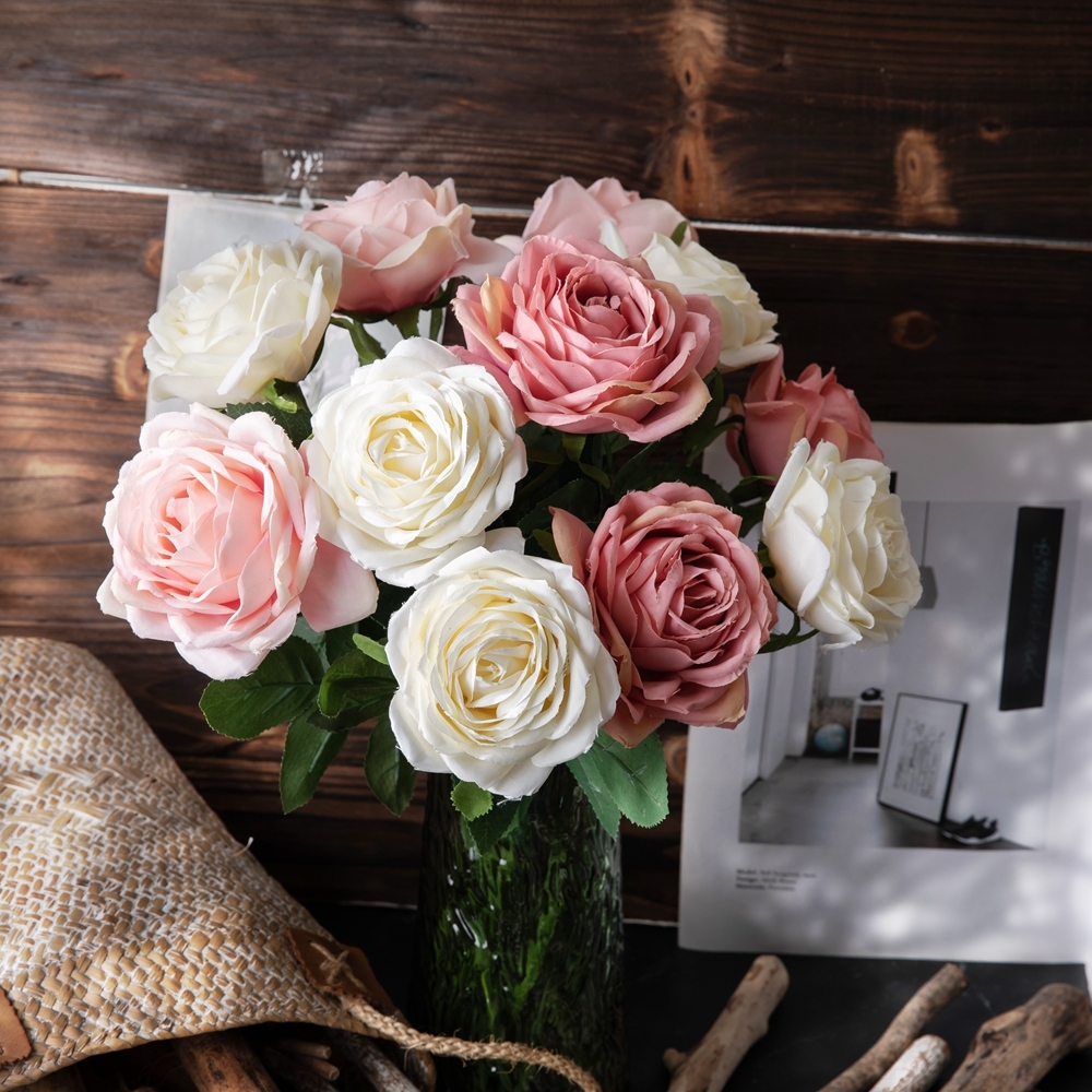 YC1014 Realistic Artificial Flower One Head H:51cm Rose Single Stem For Silk Flowers