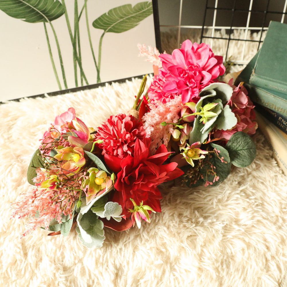 DY1-4043A New DesignBride Bouquet Lamb's Ear/Dahlia/Pampas/Eucalyptus bouquet For Wedding Supplies