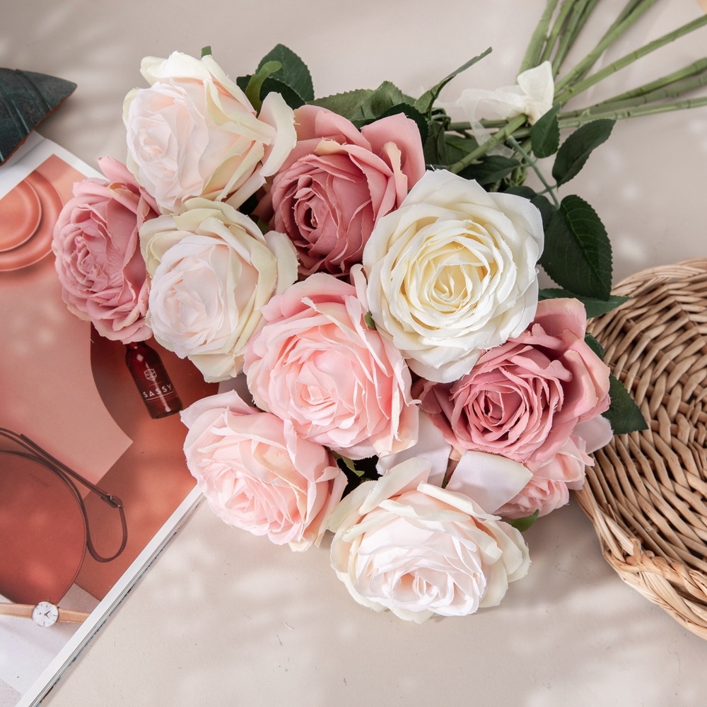 YC1014 Realistic Artificial Flower One Head H:51cm Rose Single Stem For Silk Flowers