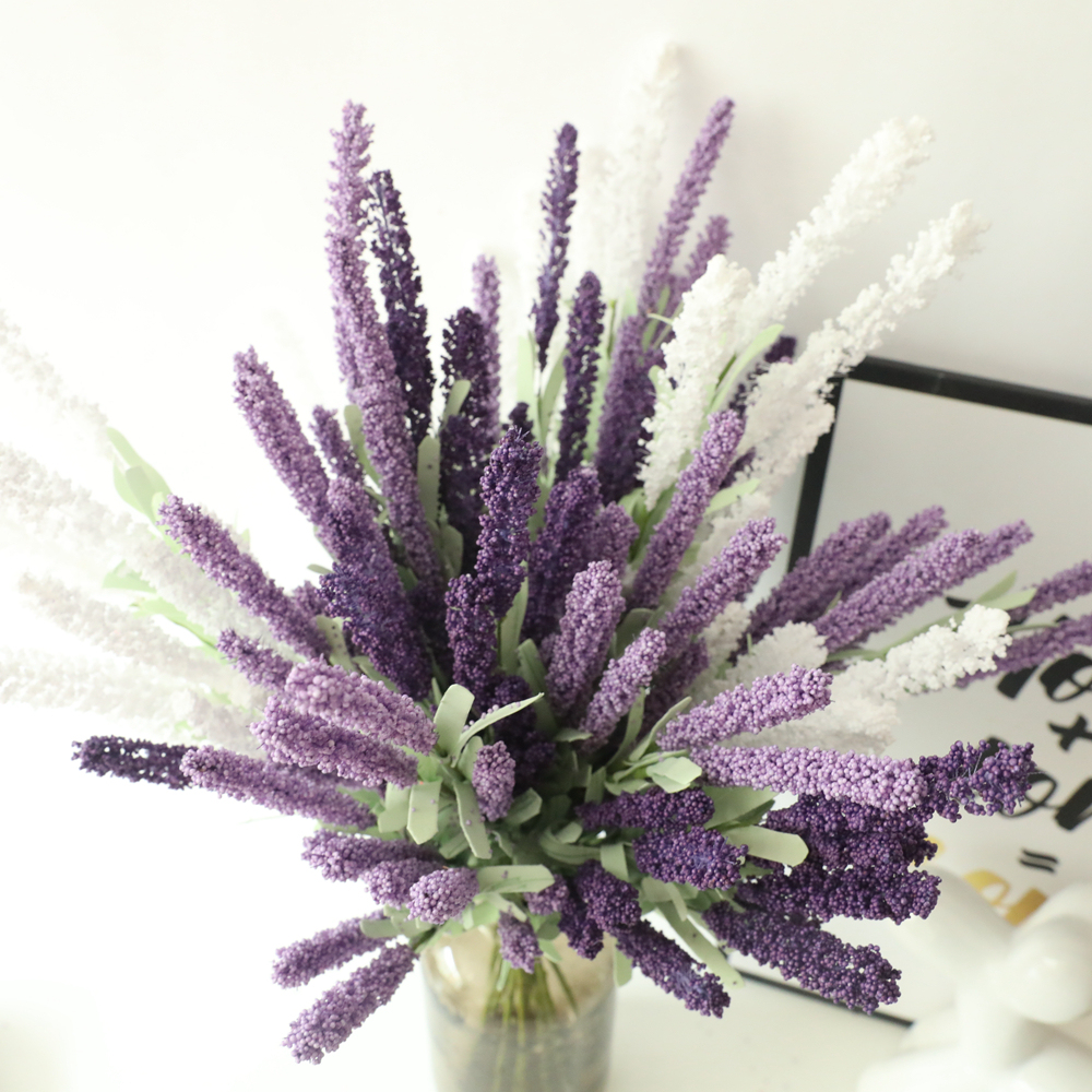 MW09903 High Quality Artificial Flower PE Lavender Single Spray For Silk Flowers