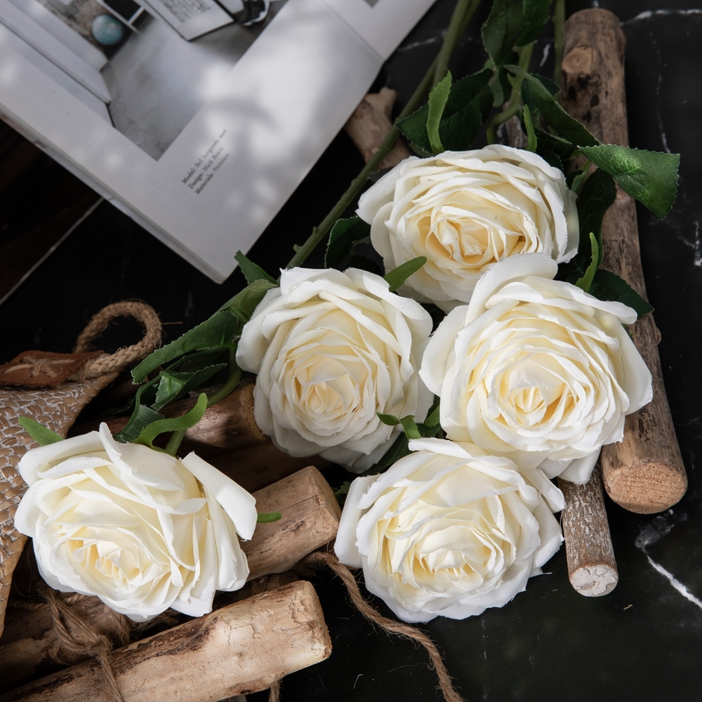 YC1014 Realistic Artificial Flower One Head H:51cm Rose Single Stem For Silk Flowers