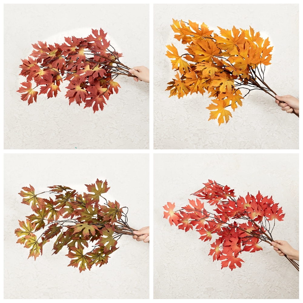 DY1-4184A Factory Direct Sale Artificial Tree Branches And Leaves Fabric Maple Leaf For Silk Flowers
