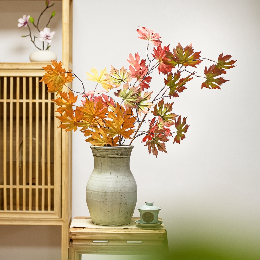 DY1-4184A Factory Direct Sale Artificial Tree Branches And Leaves Fabric Maple Leaf For Silk Flowers