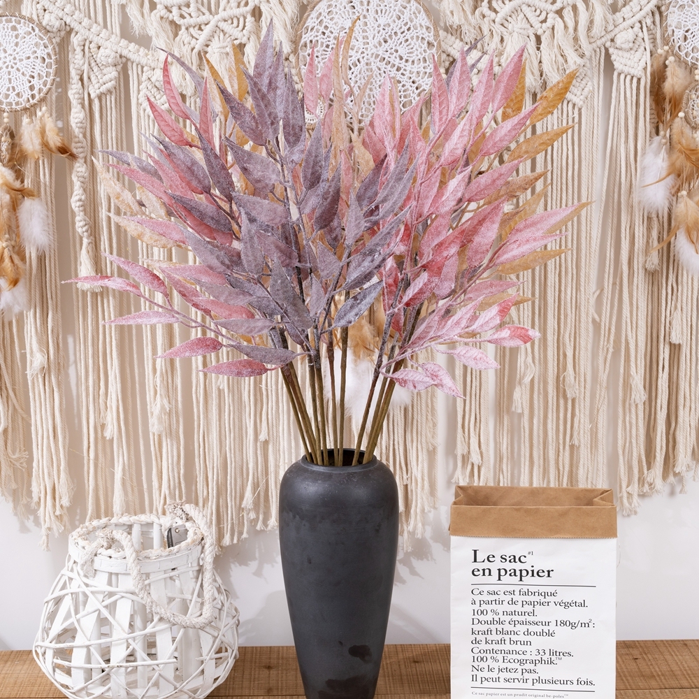 MW09102 Artificial flocking Olive Willow Leaves Eucalyptus Plant Branches for Floral Arrangement Bouquets Wedding Greenery Decor