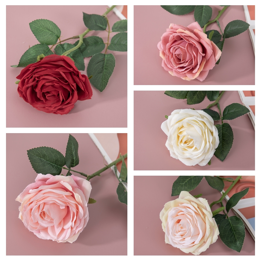 YC1014 Realistic Artificial Flower One Head H:51cm Rose Single Stem For Silk Flowers