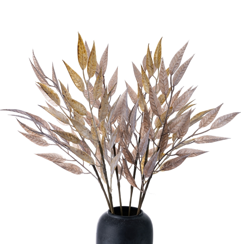 MW09102 Artificial flocking Olive Willow Leaves Eucalyptus Plant Branches for Floral Arrangement Bouquets Wedding Greenery Decor