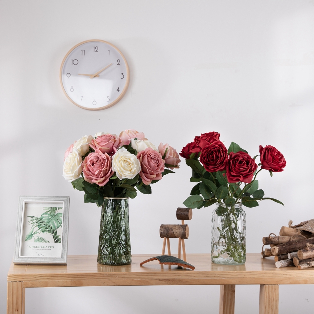 YC1014 Realistic Artificial Flower One Head H:51cm Rose Single Stem For Silk Flowers