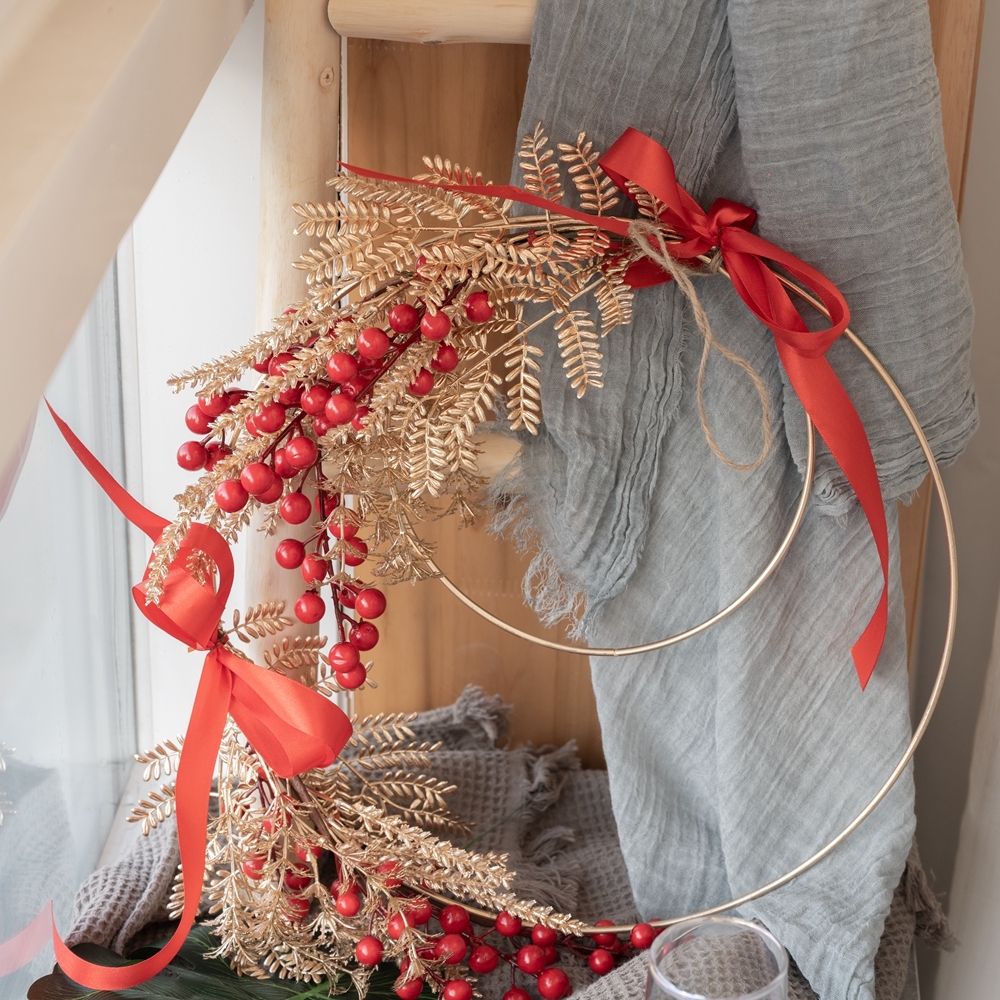 CF01056 Artificial Berry Double Wreath New Design Christmas Picks Festive Decorations