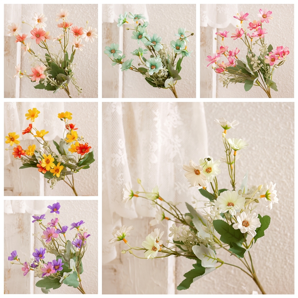 MW71112 Cheap Artificial Flowers Bunch of Five Small Wild Chrysanthemum Flowers For Silk Flowers