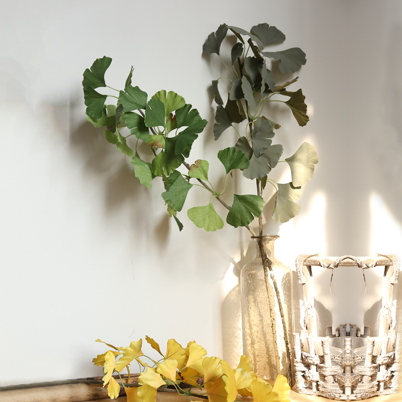 DY1-2575 Factory Direct Sale real touch Artificial Flower Plant Ginkgo Leaf yellow/green leaves for Flower Wall Backdrop