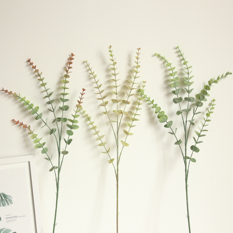 MW20205 Cheap Artificial Flower Plant Plastic Eucalyptus Leaves For Wedding Centerpieces